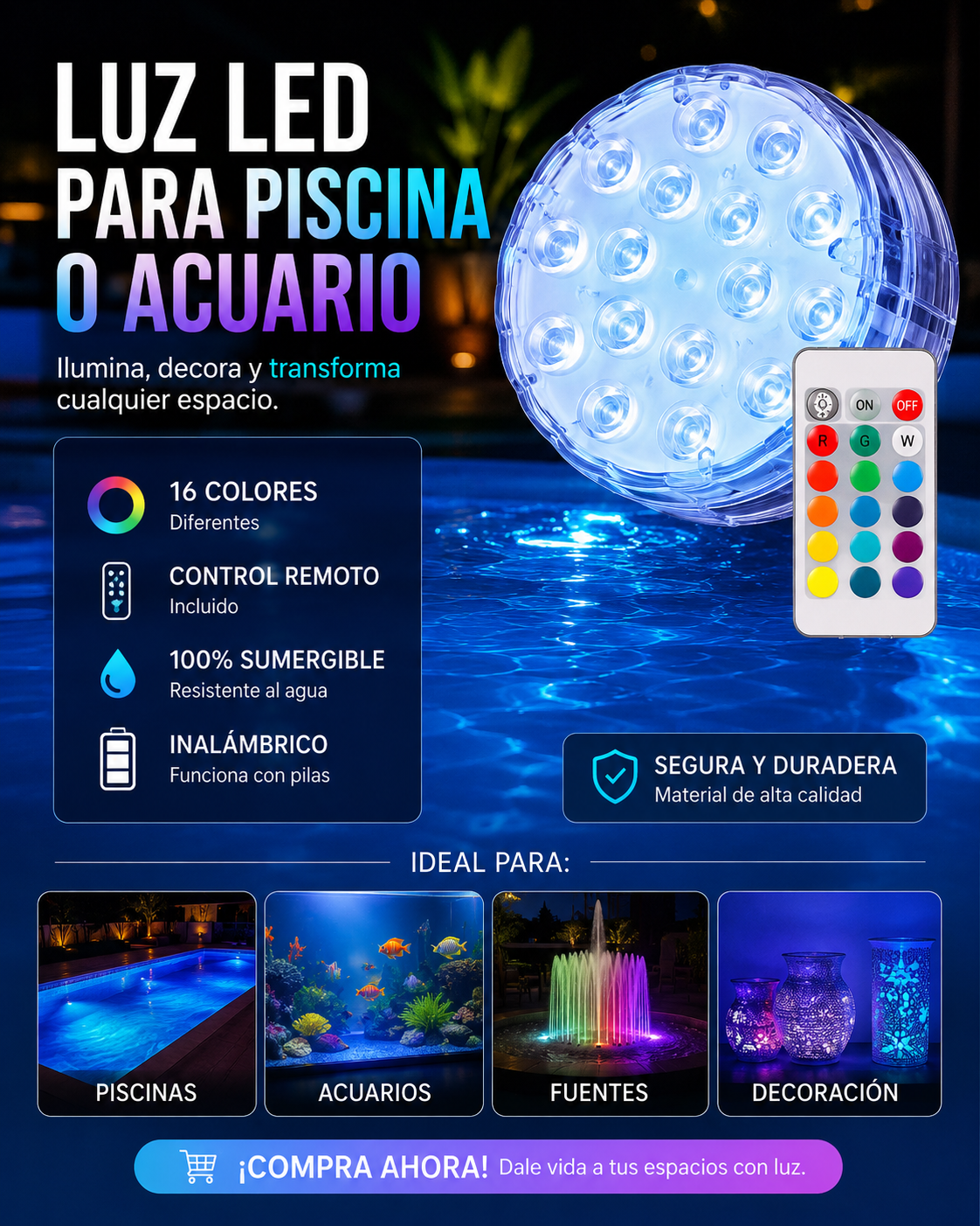 Lampara Subacuática Control