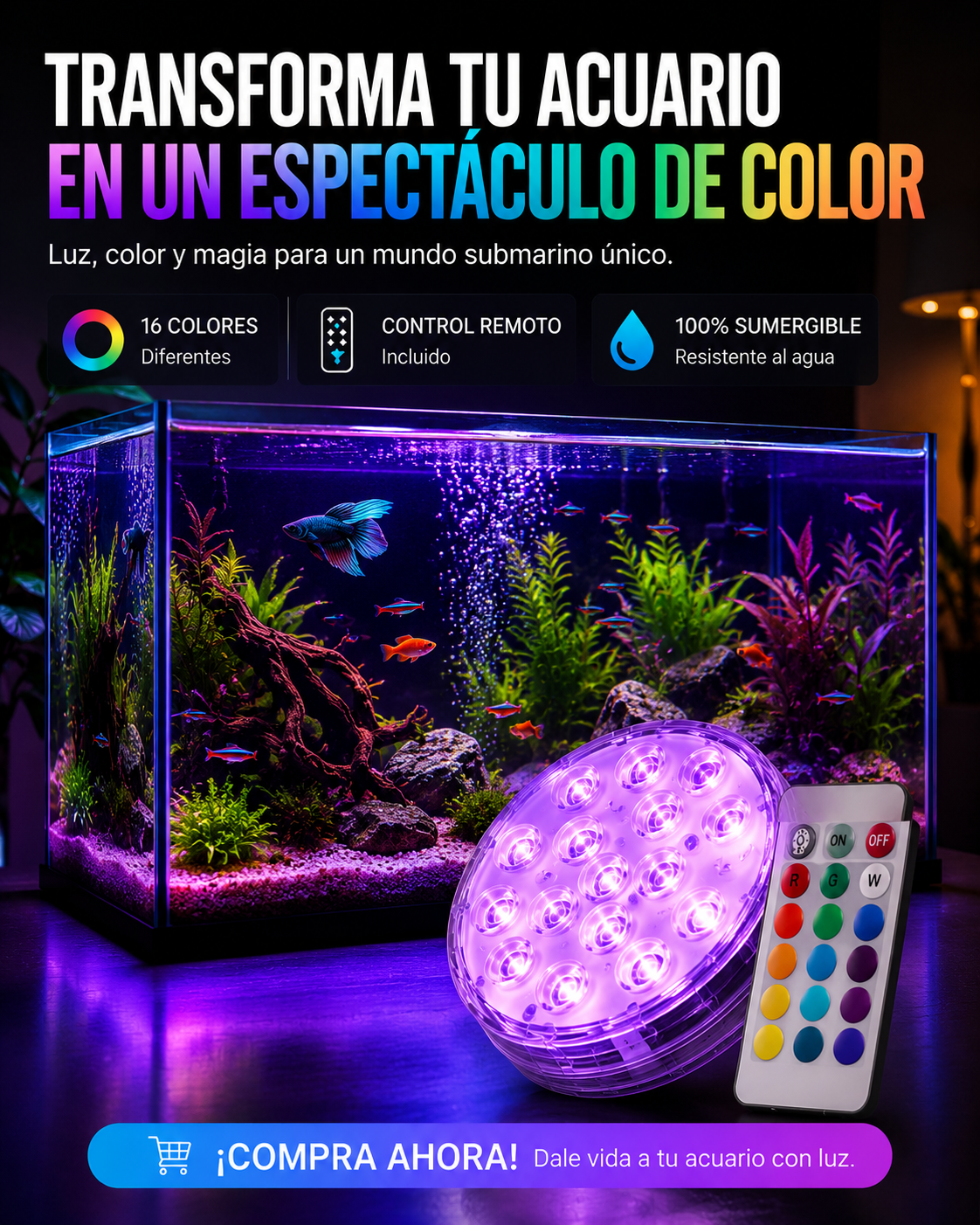 Lampara Subacuática Control