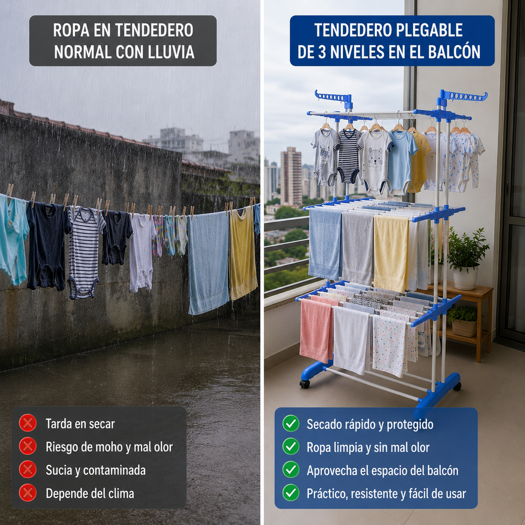 Tendedero Organizador  Ropa Plegable 3 niveles